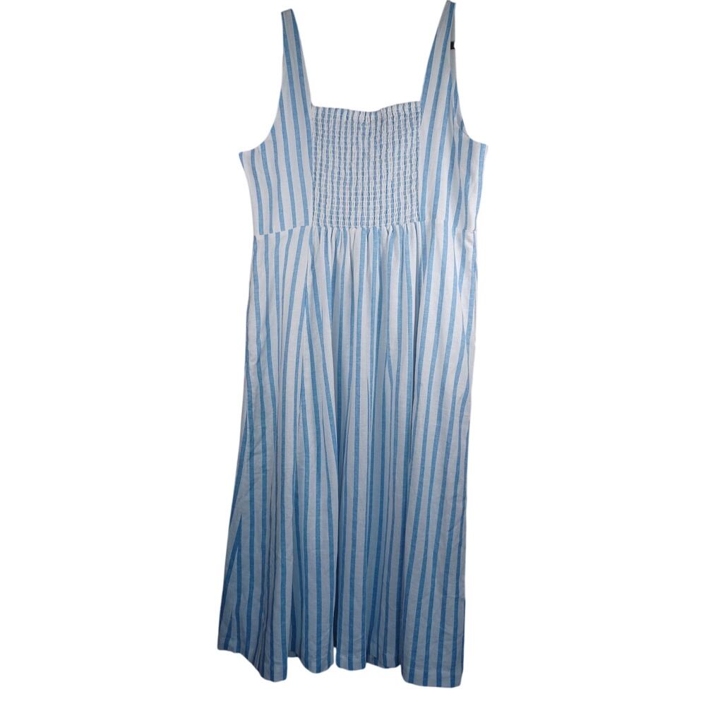 Old Navy Blue White Striped Coastal Maxi Dress XXL Linen Blend Summer Dress - Picture 3 of 7